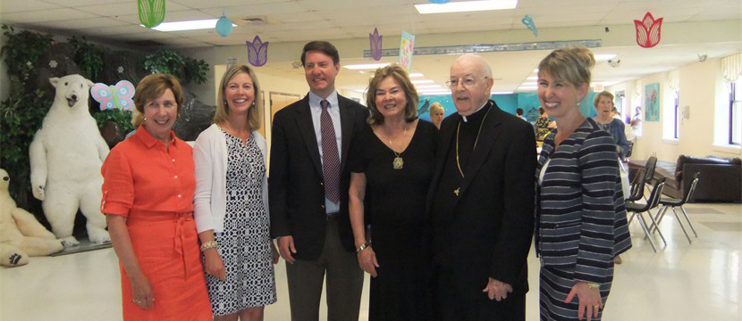Christine Kiernan, Lisa Figge, Tom & Emily Riley (from Connelly Foundation), Bishop Maginnis and Denise Clofine