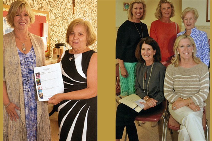Left Photo: Linda Kaufman and Angela Cania, Right Photo: Meg Spence, Joan Hagen, Chris Fisher (back), Chris Ostrander and Robin Conicella (front)
