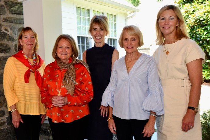 Kathie Moser, Maggie Murphy, Denise Clofine (Director of the Home), Marti Rodgers, and luncheon host, Lisa Figge.